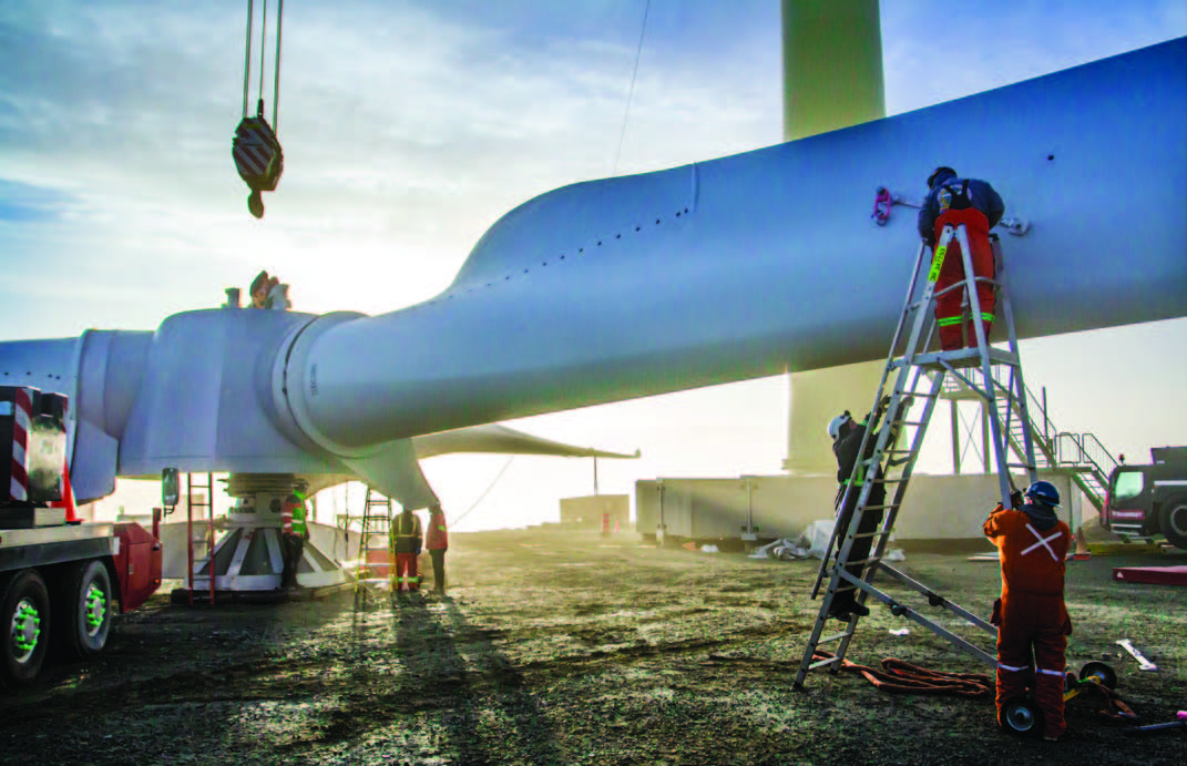 Wind turbine being installed at the Raglan Mine, Nunavik, Quebec. ©Justin Bulota