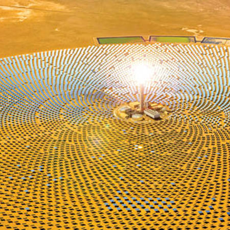 Concentrated solar power (CSP) uses mirrors to reflect, concentrate and focus sunlight onto a receiver, which collects and transfers solar energy to a heat transfer fluid.